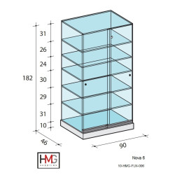 Volglas vitrine Nova 6 zonder verlichting