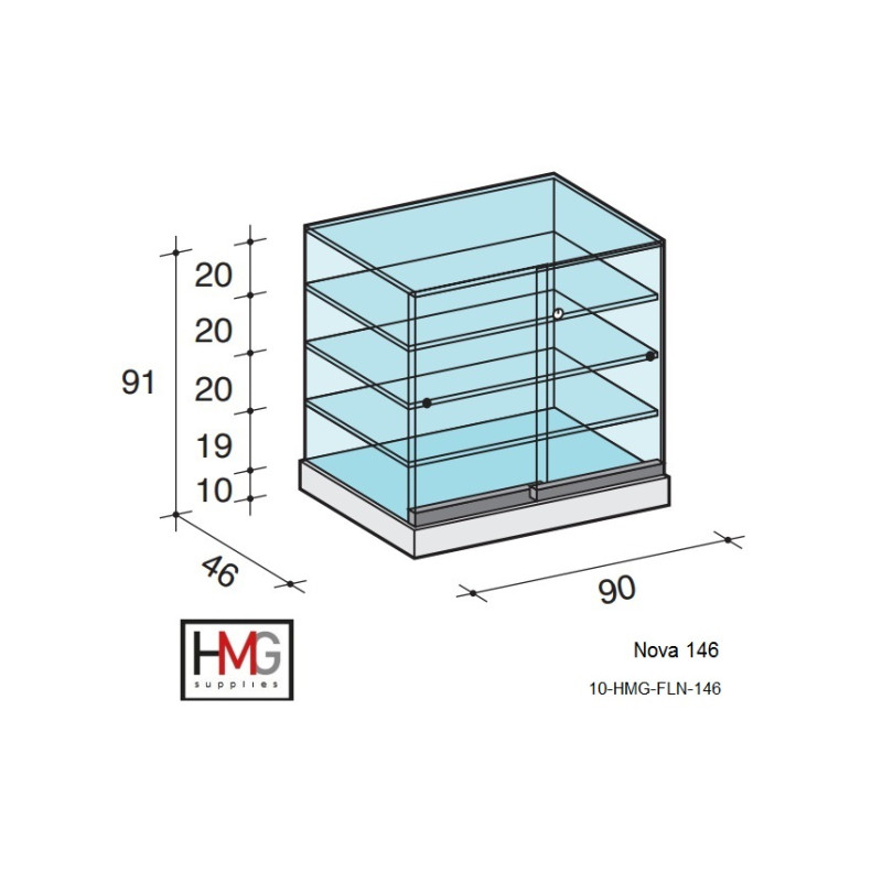 Volglas toonbank vitrine Nova 146T zonder verlichting