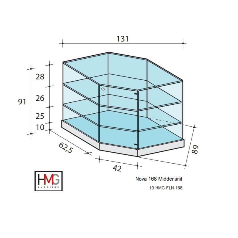 Volglas toonbank vitrine Nova 168T Eclips zonder verlichting
