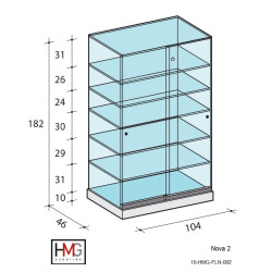 Volglas vitrine Nova 2 zonder verlichting