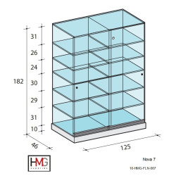 Volglas vitrine Nova 7 zonder verlichting