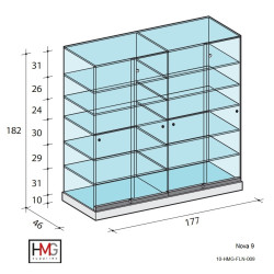 Volglas vitrine Nova 9 zonder verlichting