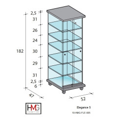 Volglas vitrine Elegance 5 zonder verlichting