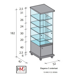 Volglas vitrine met onderkast Elegance 5K met plafond LED verlichting