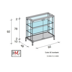 Volglas toonbank vitrine Cubic 92T zonder verlichting