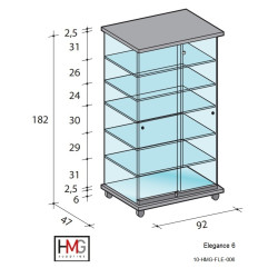 Volglas vitrine Elegance 6 zonder verlichting