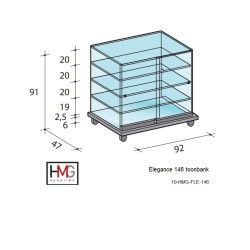 Volglas toonbank vitrine Elegance 146T zonder verlichting