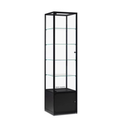 Aluminium Trendline vitrine 500x500x2000 met onderkast zonder verlichting