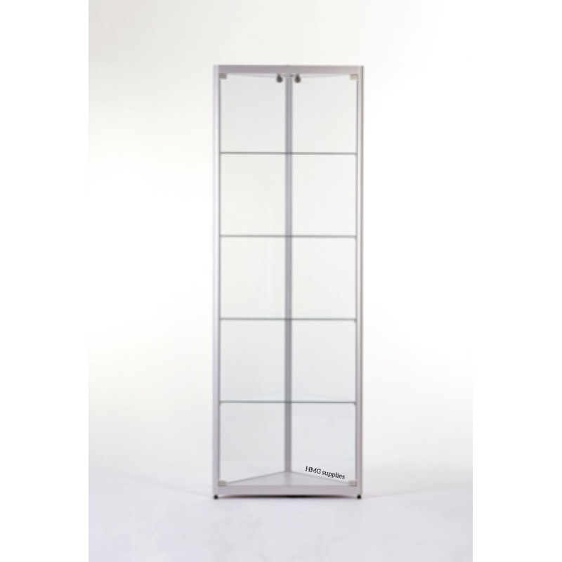 Aluminium Trendline hoekvitrine 500x500x2000 zonder verlichting