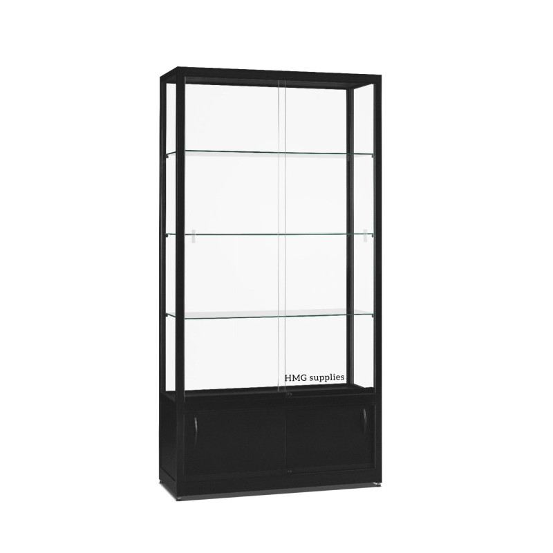 Aluminium Trendline vitrine 1200x400x2000 met onderkast zonder verlichting