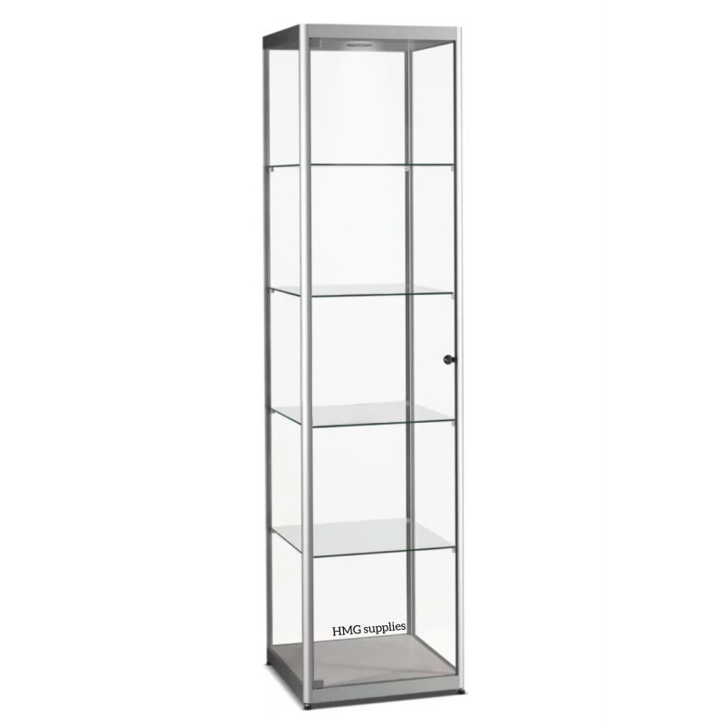 Aluminium Trendline vitrine 500x500x2000 met plafond verlichting