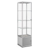 Aluminium Trendline vitrine 500x500x2000 met onderkast en plafond verlichting