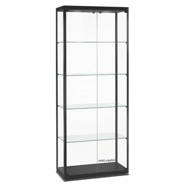 Aluminium Trendline vitrine 800x400x2000 met 2 deuren en plafond verlichting