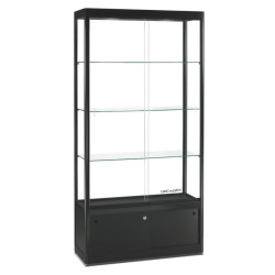 Aluminium Trendline vitrine 1000x400x2000 met onderkast en plafond verlichting