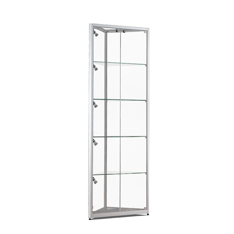 Aluminium hoekvitrine Highlight 500x2000 met rail verlichting