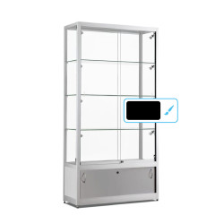 Aluminium vitrine Highlight 1000x400x2000 met onderkast en rail verlichting