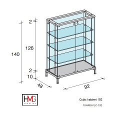 Volglas cabinet vitrine Cubic 192 zonder verlichting