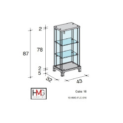 Volglas opzetvitrine Cubic 16 zonder verlichting