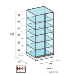 Volglas vitrine Nova 33 zonder verlichting