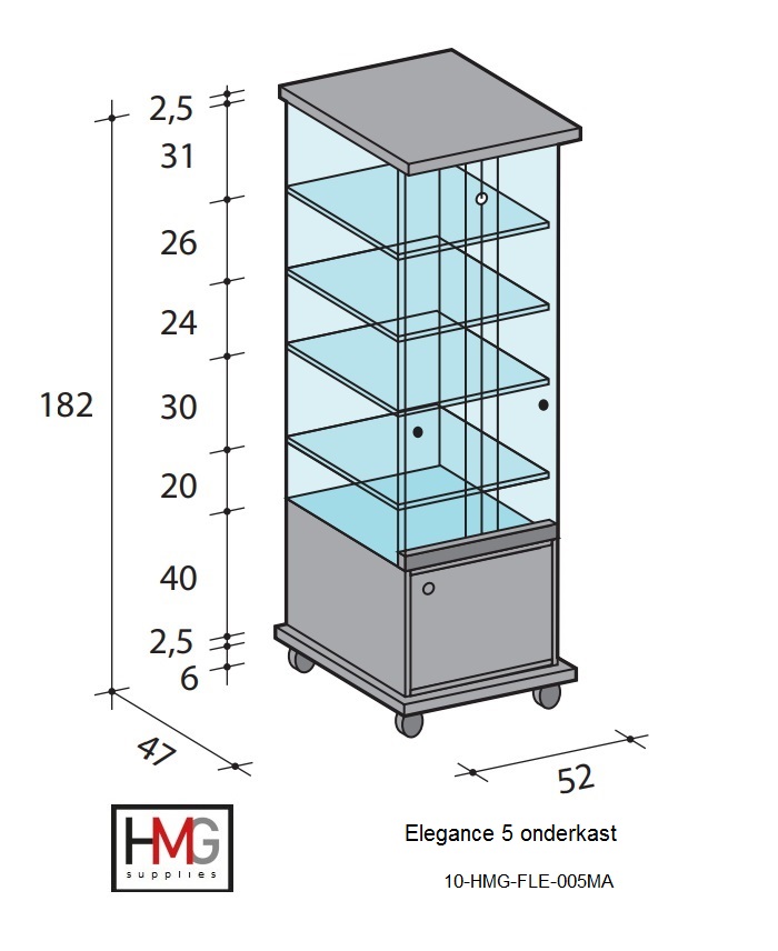 Volglas vitrine met onderkast Elegance 5K - Afbeelding 2