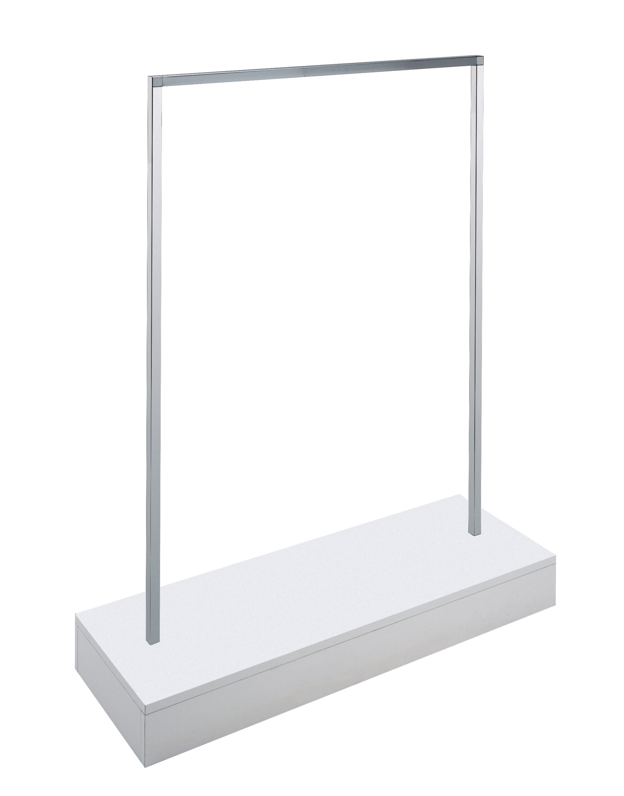 Vrijstaand kledingrek met witte houten sokkel 08608C – Chroom
